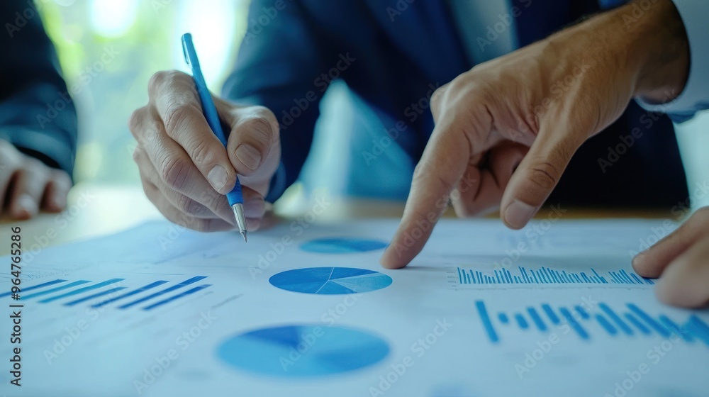Poster a close-up of a business team working together to discuss work. analyzing with financial data and gr