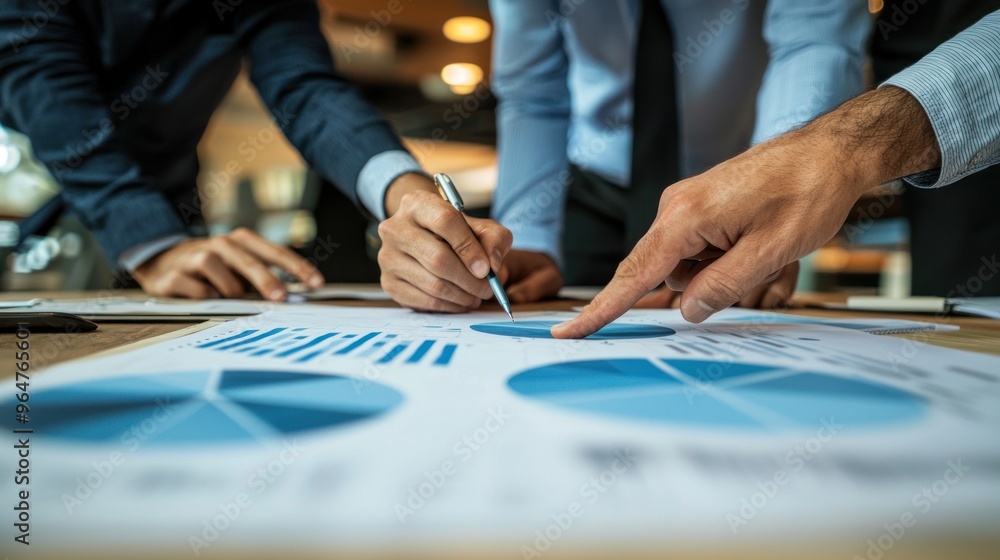 Poster a close-up of a business team working together to discuss work. analyzing with financial data and gr