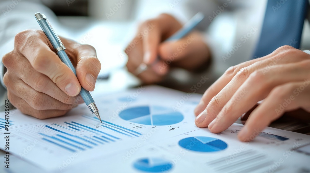 Poster a close-up of a business team working together to discuss work. analyzing with financial data and gr