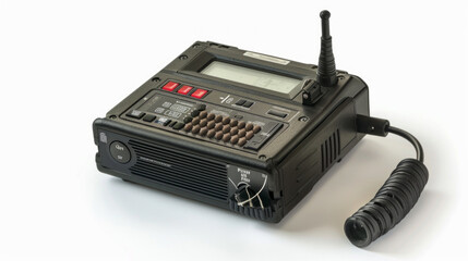 Handheld Radio: A portable radio used by bailiffs for communication with other personnel isolated on white background