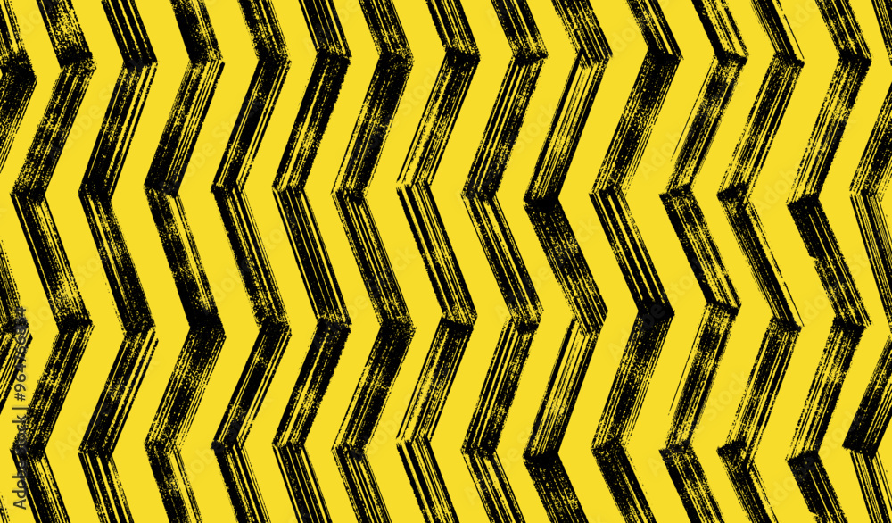 Poster zigzag print yellow and black chevron seamless pattern. vector texture grunge geometric background. 