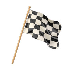 A classic checkered flag waving, symbolizing victory and competition in racing sports events. transparent background