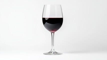 Red wine glass on white background, minimalist elegance. Beverage and lifestyle concept