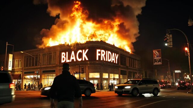 Fire Hot Deals Black Friday Night Shopping Rush Generative AI