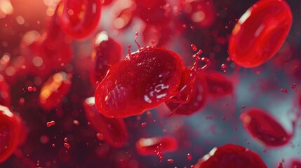 Fototapeta premium A group of red blood cells suspended in mid-air, free and unbound