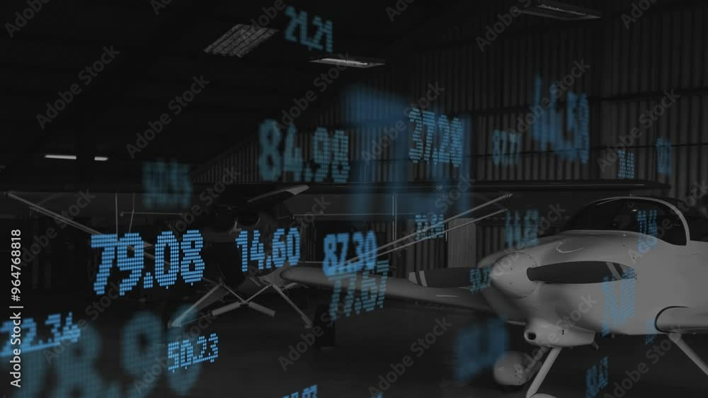 Poster animation of data processing over airplanes