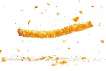 Fototapeta premium A piece of orange peel falls through the air