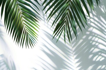 Fototapeta premium A close-up shot of a palm leaf on a white background, perfect for use in interior design or product photography