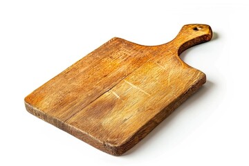 Fototapeta premium A simple wooden cutting board placed on a white surface