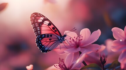 Obraz premium Elegant butterfly gently resting beautiful nature image