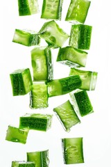 Fresh cucumbers stacked on top of each other