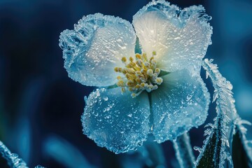 Fototapeta premium A Delicate Dance of Ice and Bloom: Nature's Frozen Symphony