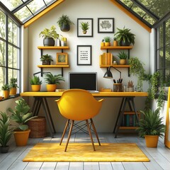 A Cozy Home Office Setup with Good Lighting