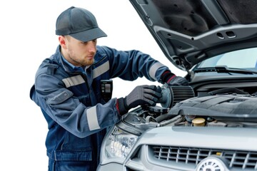 A person tinkering with a vehicle's engine, possible DIY project or repair