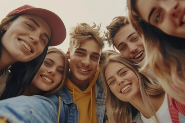 Obraz premium Group of friends or family members standing side by side, often used for social gatherings, events, and celebrations
