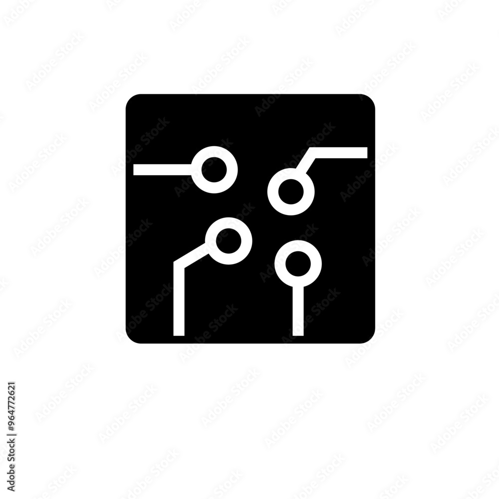 Poster circuit board, scheme, microchip solid flat vector icon isolated on white background.