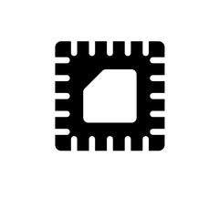 Cpu on Motherboard, Hardware Chip Solid Flat Vector Icon Isolated on White Background.