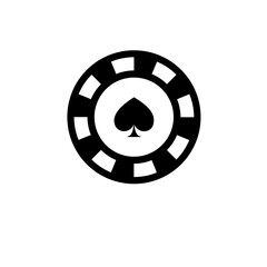 Casino Chip, Poker, Blackjack Solid Flat Vector Icon Isolated on White Background.