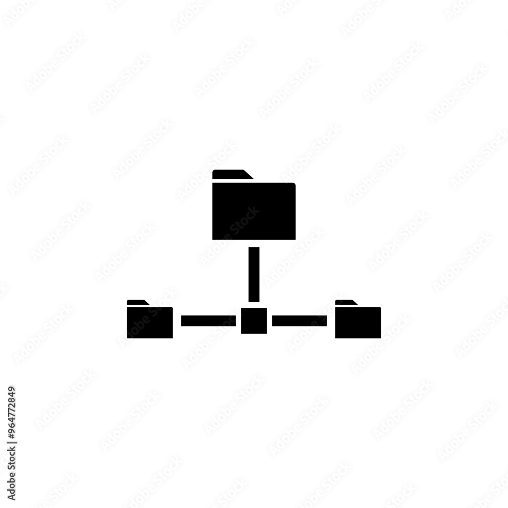 Aufkleber shared folder, data network solid flat vector icon isolated on white background.