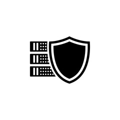 Cybersecurity. Protection Network Security Solid Flat Vector Icon Isolated on White Background.