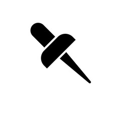 Push Pin, Pushpin, Attachment Solid Flat Vector Icon Isolated on White Background.