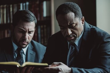 Obraz premium Seeking Guidance: A Detective-Pastor Offers Comfort and Counsel to a Suspect in a Moment of Doubt.