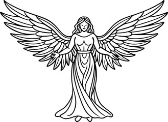 elegant angel line art vector illustration 