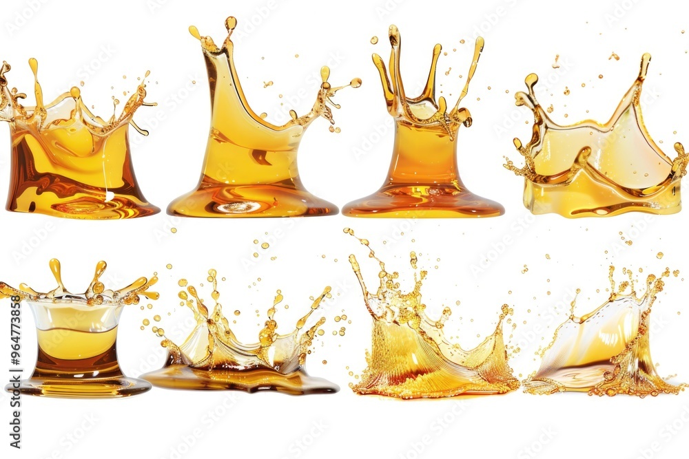 Poster Close-up shots of liquid splashing on a white surface, great for adding visual interest to designs