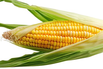 A single ear of corn on a white background