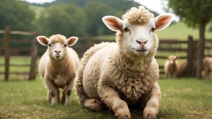 Farm animals, such as sheep, are adorable examples of farm animals.