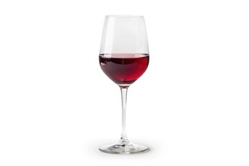 A glass of red wine on a white background