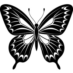 Butterfly Silhouette Vector Art Illustration