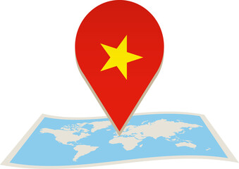 Vietnam flag on World map