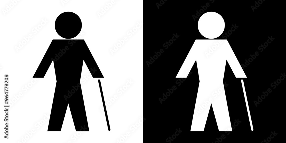Poster ofvs723 outlinefilledvectorsign ofvs - man with stick vector icon . access sign . disabled person . 