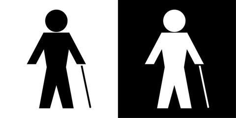 ofvs723 OutlineFilledVectorSign ofvs - man with stick vector icon . access sign . disabled person . isolated transparent . outline and filled version . AI 10 / EPS / PNG . g12069