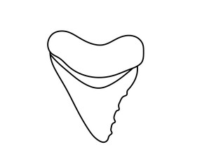 Vector isolated one single shark tooth shape stencil template colorless black and white contour line easy drawing