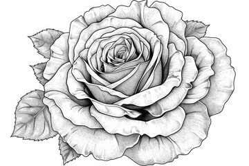 Coloring book illustration of a beautiful rose with intricate details Perfect for creative projects and special occasions