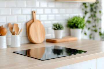 Modern Kitchen with Focus on Induction Cooktop | Sleek and Efficient Cooking Technology