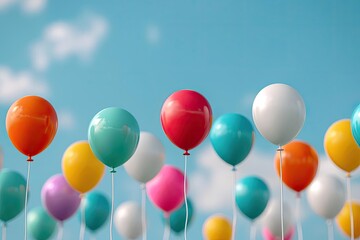 An artists rendering of gas prices as colorful balloons floating in the sky, representing the rise and fall of prices and their unpredictable nature