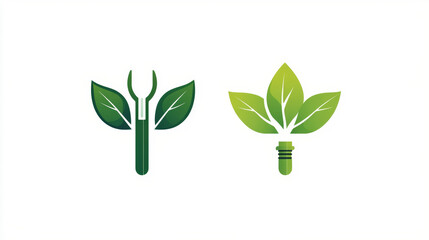 This logo set features a green energy plug icon with leaves, representing renewable power. It's a simple and recognizable design for eco-friendly energy.