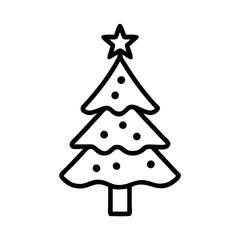 Fototapeta premium Christmas Tree Icon with Ornaments and Star, Festive Holiday Design