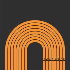 Vector layout template design for run, championship or any sports event. Poster design with abstract running track on stadium with lane.