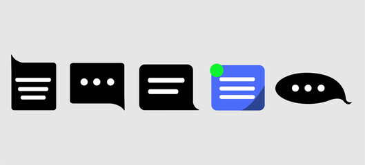 Chat Message Flat Icon, Symbol Set Vector Design