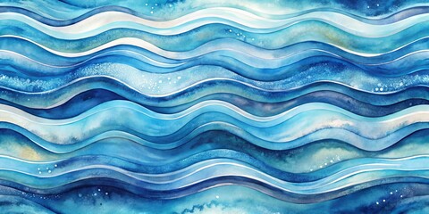 Obraz premium Watercolor Abstract Blue Wave Pattern, Blue, Water, Abstract, Wave