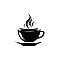 cup of coffee silhouette on white background