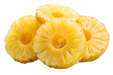 slices of pineapple  isolated on transparent background png
