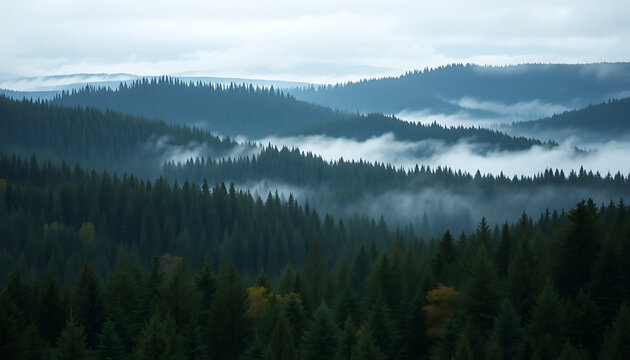 Mystical morning in the enchanted forest - Whispering woods in the mist