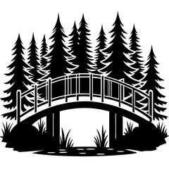 Forestpunk Bridge Art Vector silhouette