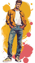 Portrait of a man in retro style. Vector illustration