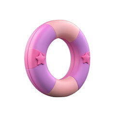 Colorful lifebuoy in pink and purple shades, ideal for summer activities by the pool or beach. 3d render